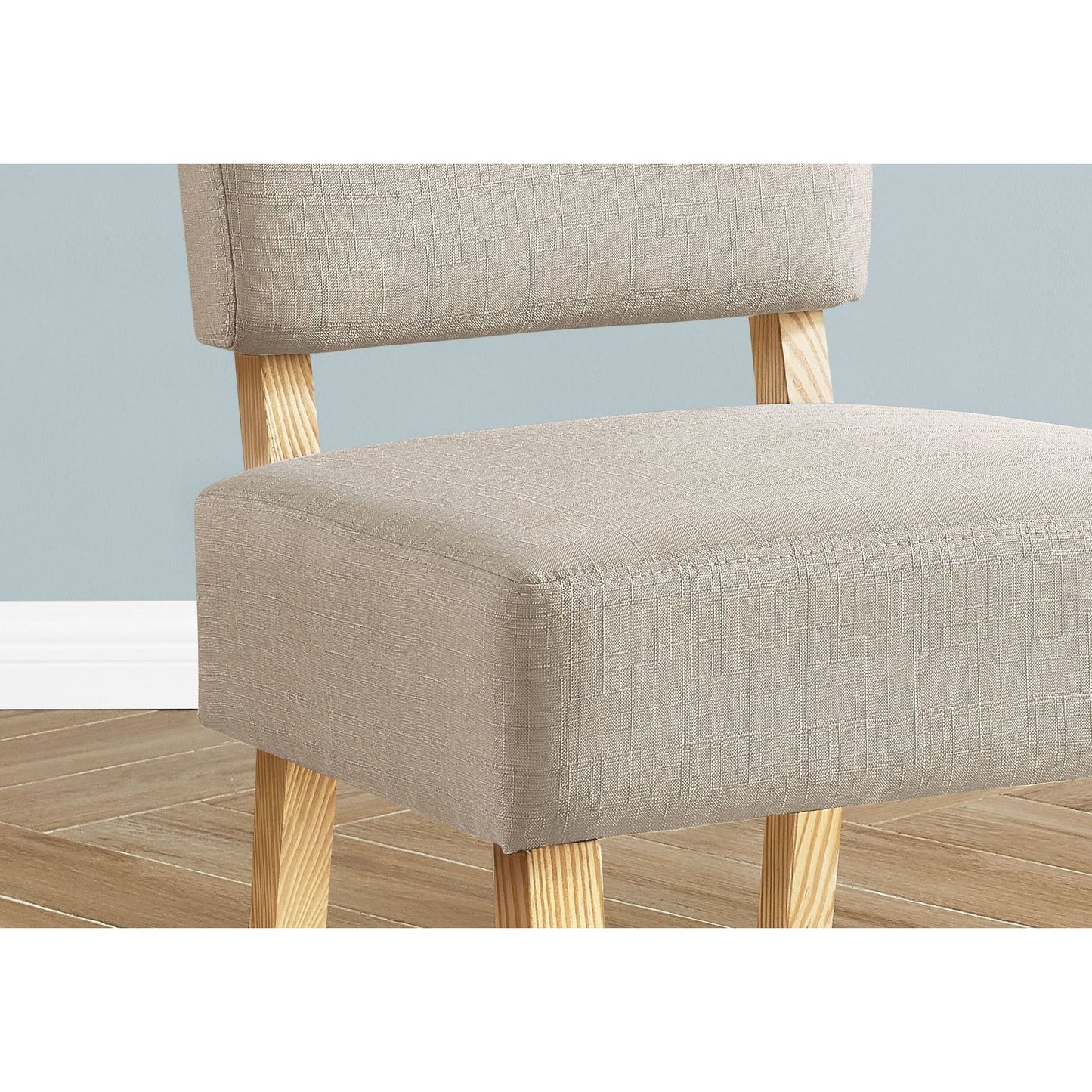 Accent Chair - Taupe Fabric / Natural Wood Legs