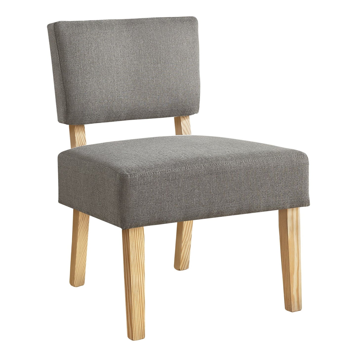 Accent Chair - Light Grey Fabric / Natural Wood Legs