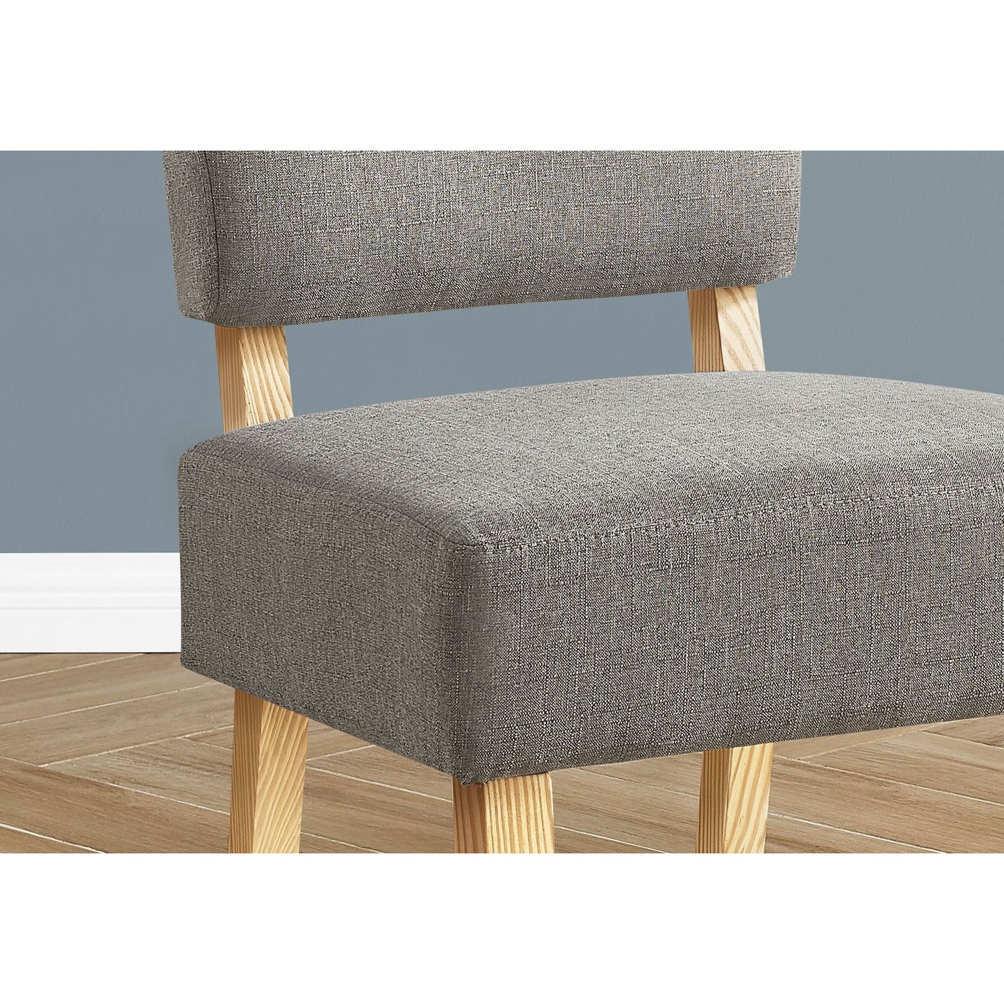 Accent Chair - Light Grey Fabric / Natural Wood Legs