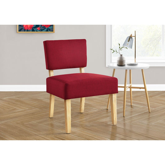 Accent Chair - Red Fabric / Natural Wood Legs