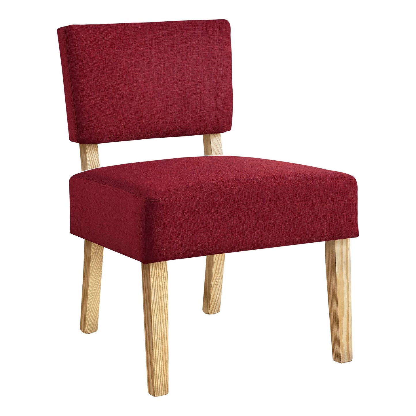 Accent Chair - Red Fabric / Natural Wood Legs