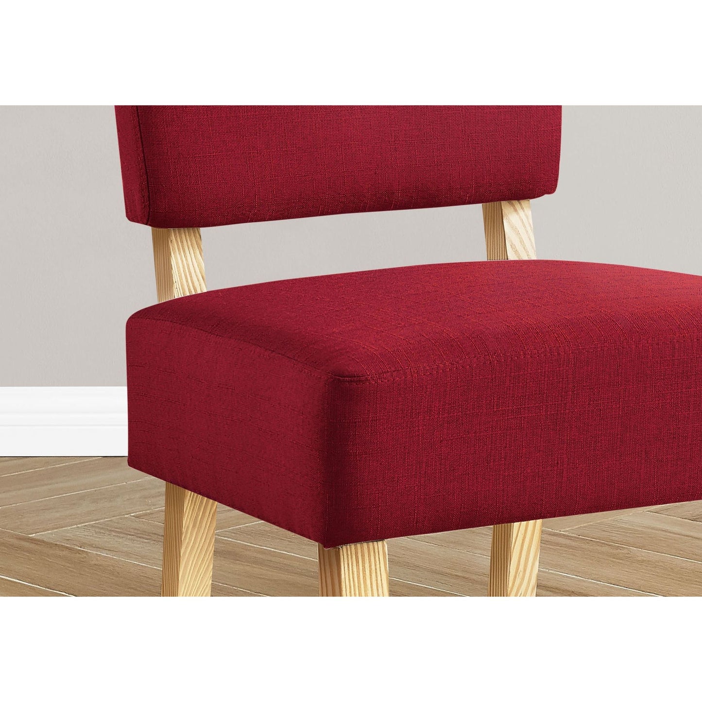 Accent Chair - Red Fabric / Natural Wood Legs