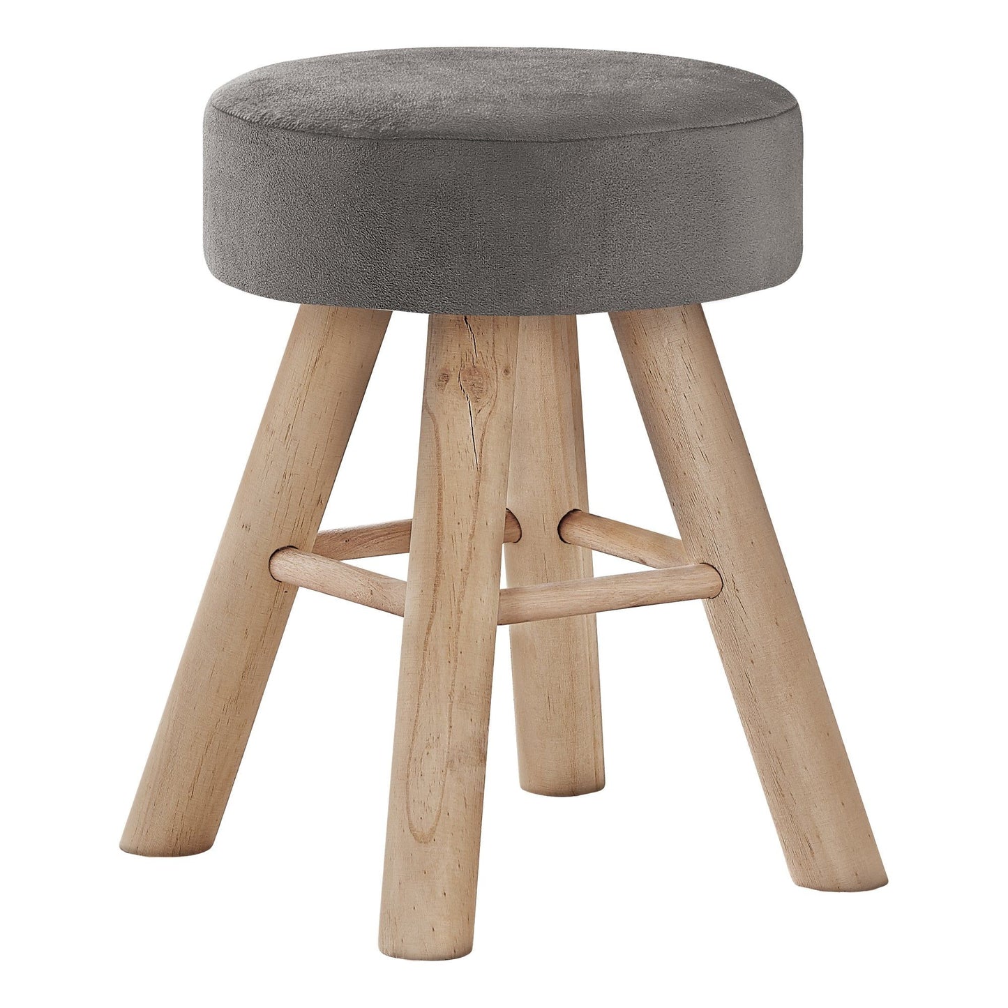 Ottoman - Grey Velvet / Natural Wood Legs