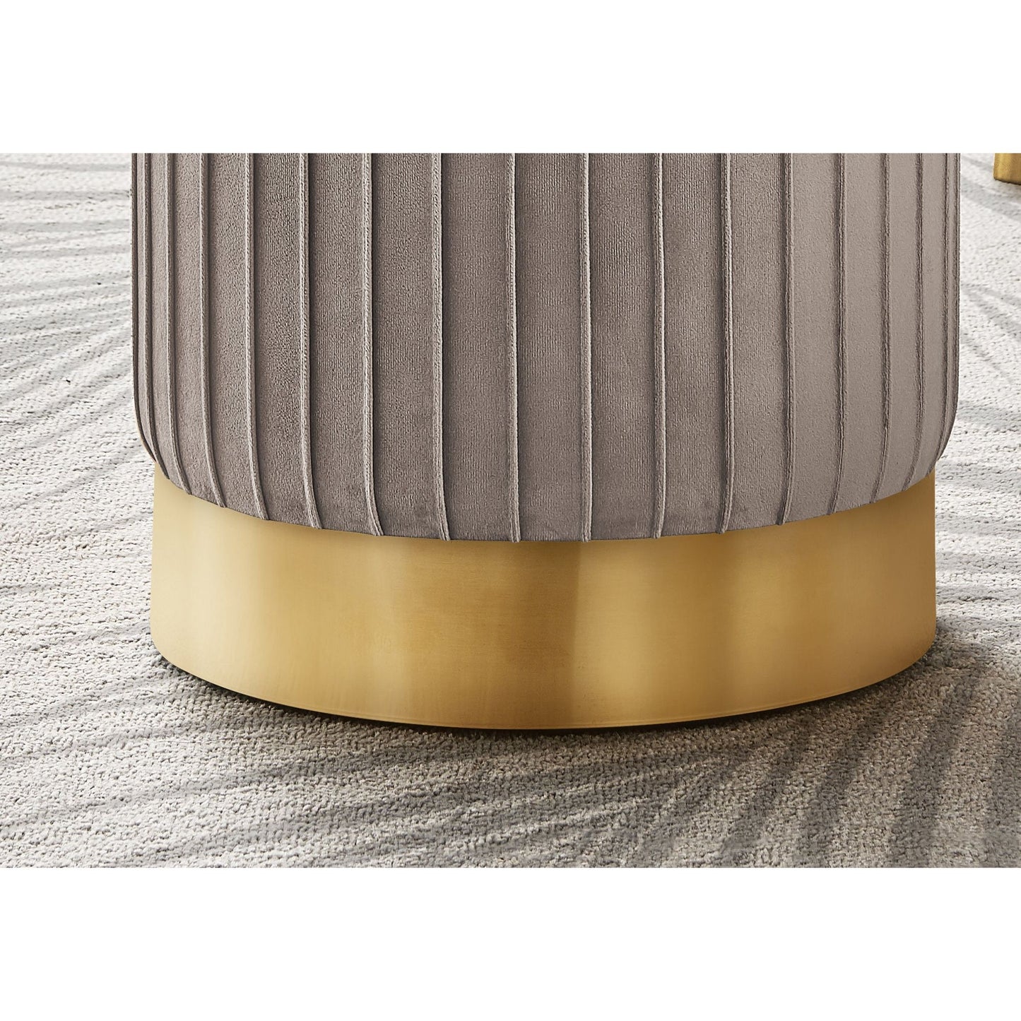 Ottoman - Light Brown Velvet / Gold Metal Base