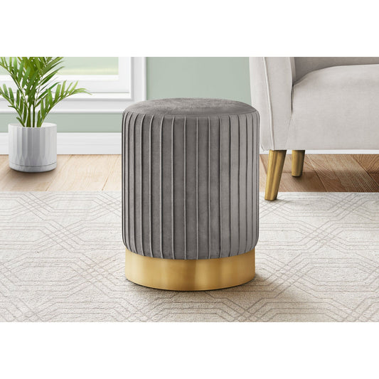 Ottoman - Grey Velvet / Gold Metal Base