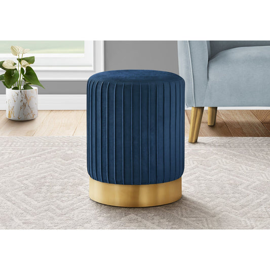 Ottoman - Blue Velvet / Gold Metal Base