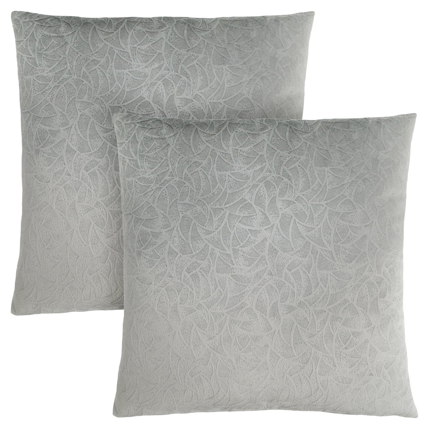 Pillow - 18"X 18" / Light Grey Floral Velvet / 2Pcs