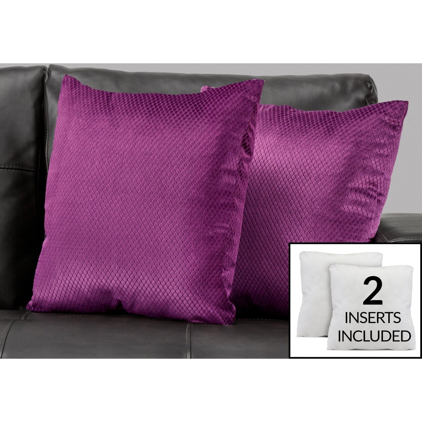 Pillow - 18"X 18" / Purple Diamond Velvet / 2Pcs