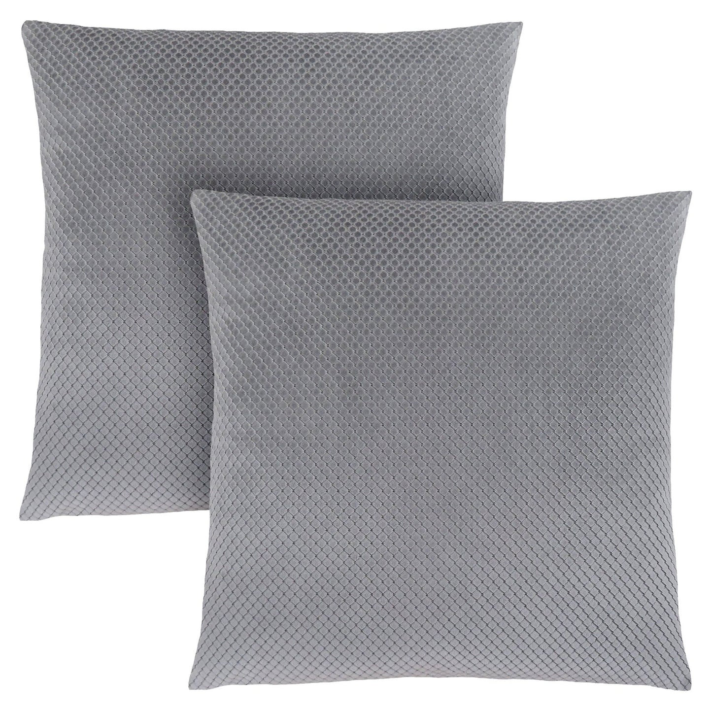 Pillow - 18"X 18" / Silver Diamond Velvet / 2Pcs