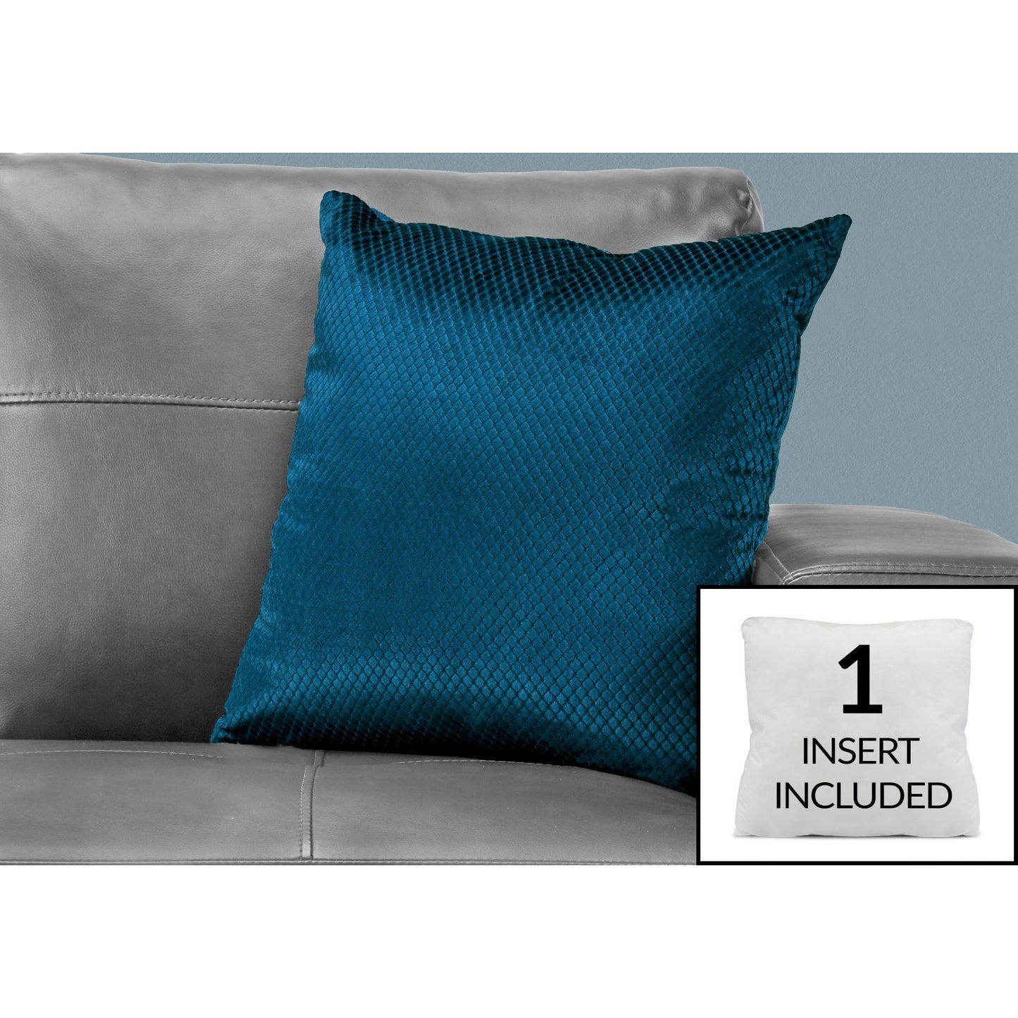 Pillow - 18"X 18" / Steel Blue Diamond Velvet / 1Pc