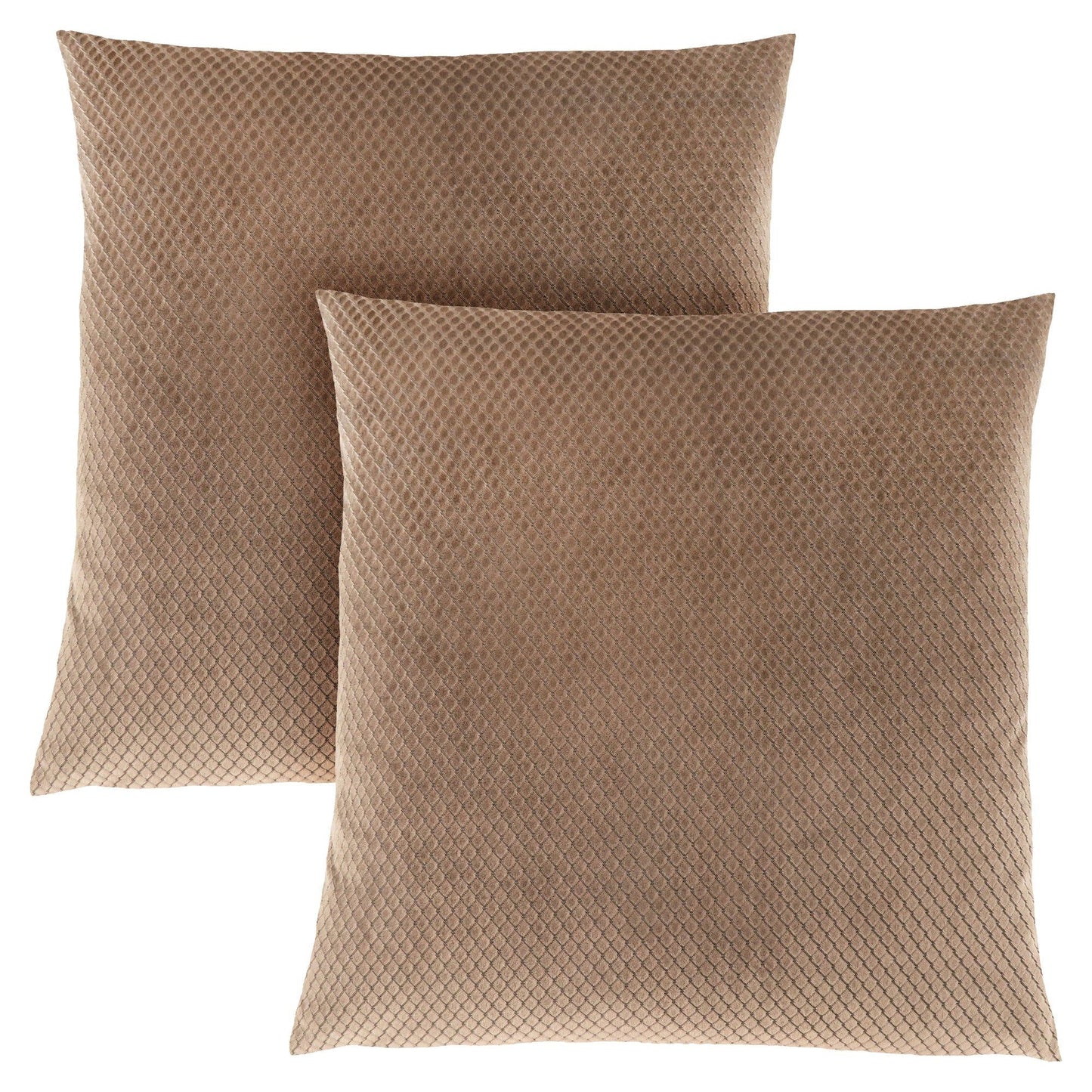 Pillow - 18"X 18" / Beige Diamond Velvet / 2Pcs