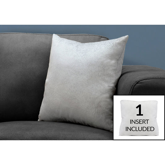 Pillow - 18"X 18" / Light Grey Feathered Velvet / 1Pc