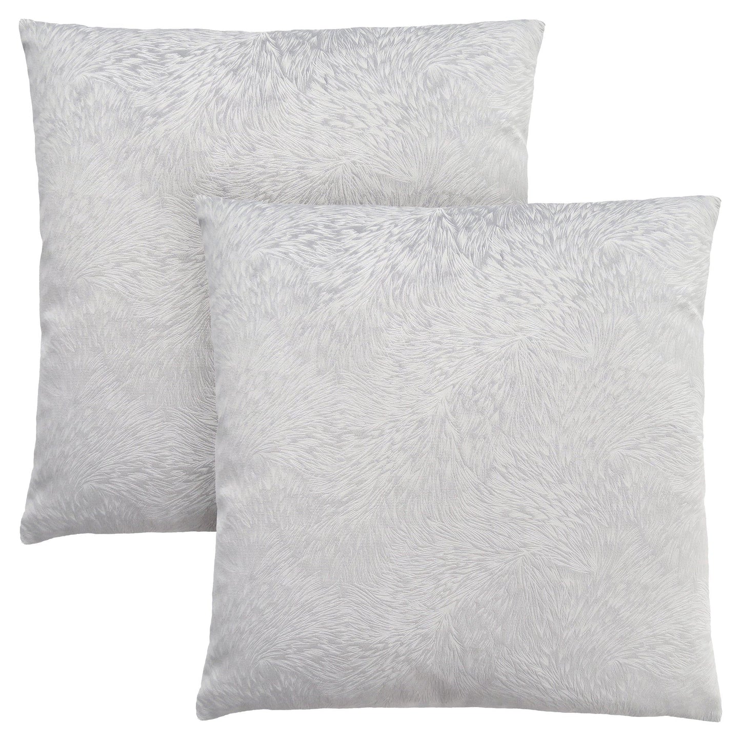 Pillow - 18"X 18" / Light Grey Feathered Velvet / 2Pcs