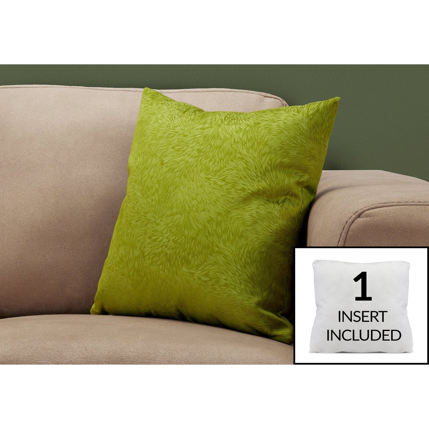 Pillow - 18"X 18" / Lime Green Feathered Velvet / 1Pc