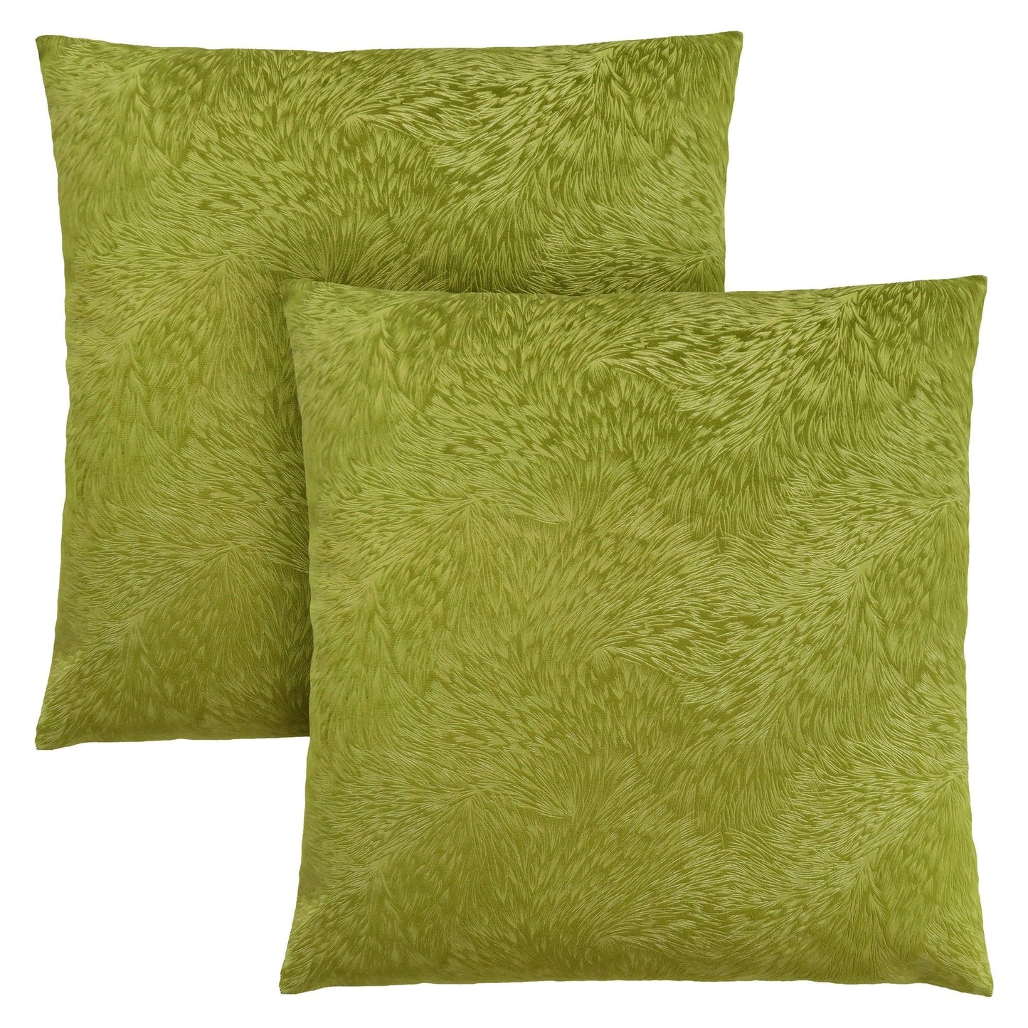 Pillow - 18"X 18" / Lime Green Feathered Velvet / 2Pcs