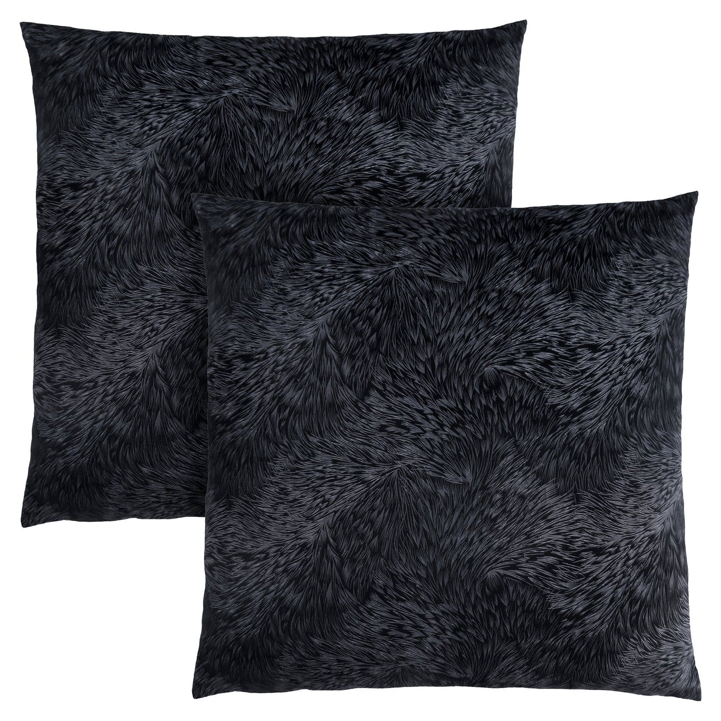 Pillow - 18"X 18" / Black Feathered Velvet / 2Pcs