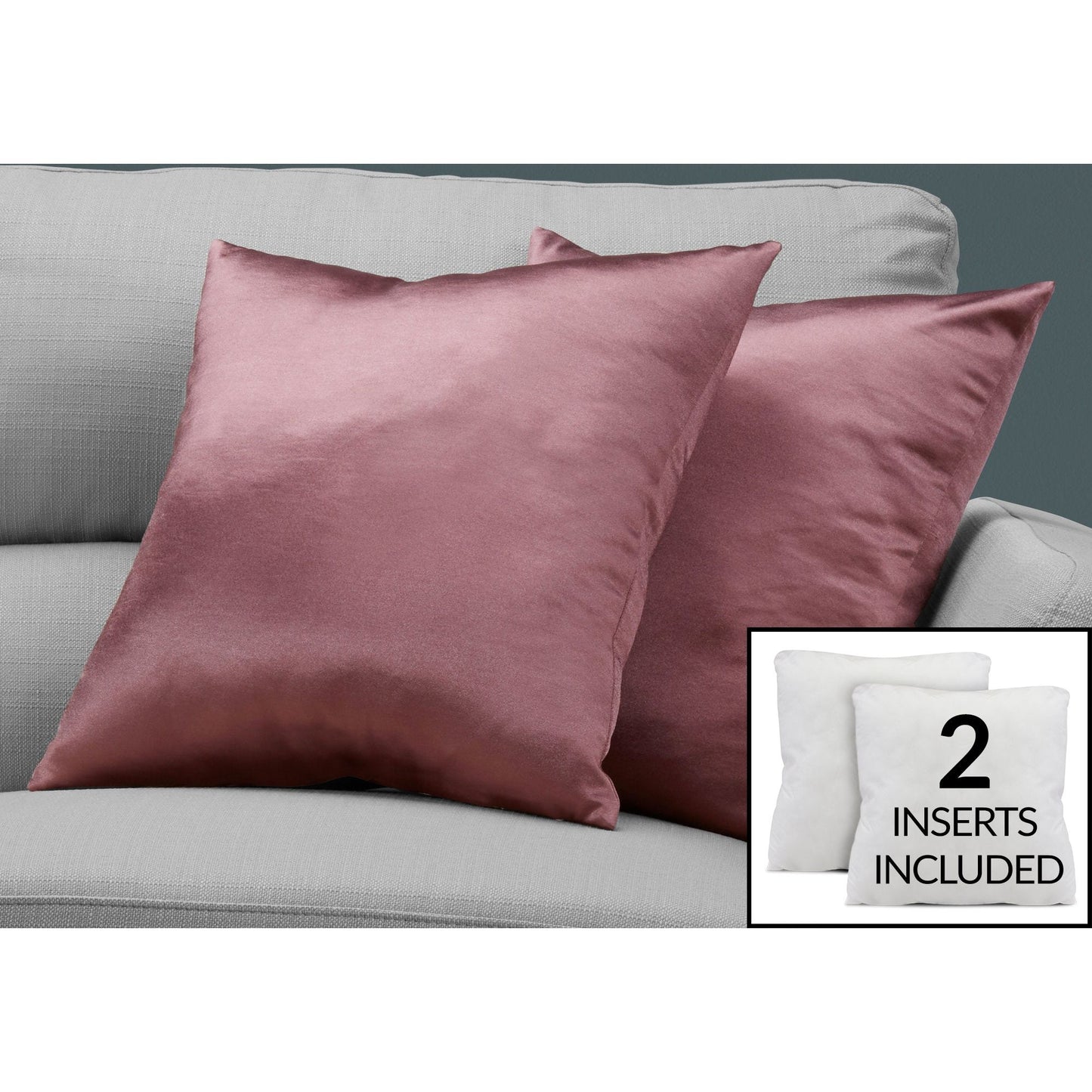 Pillow - 18"X 18" / Pink Satin / 2Pcs