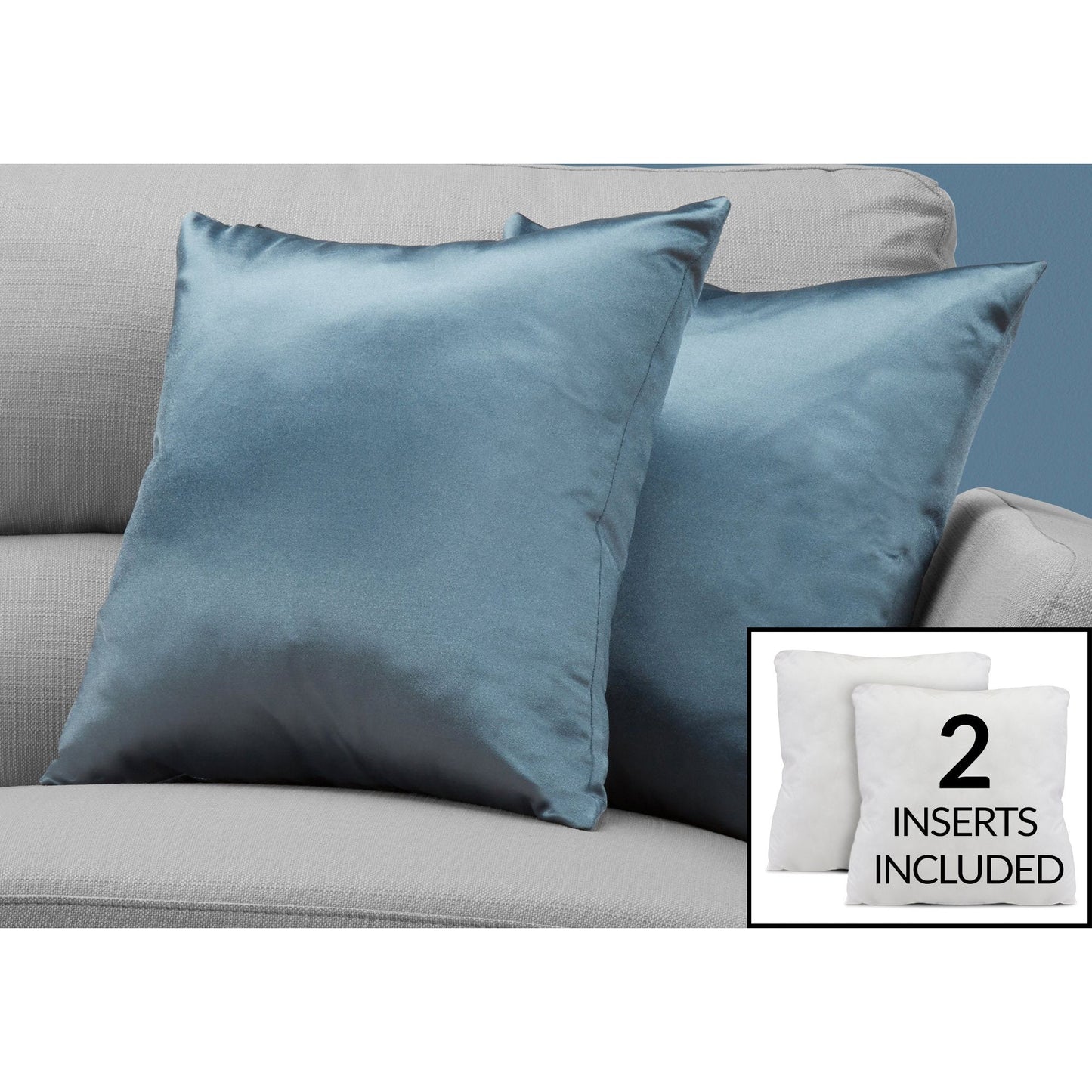 Pillow - 18"X 18" / Pale Blue Satin / 2Pcs