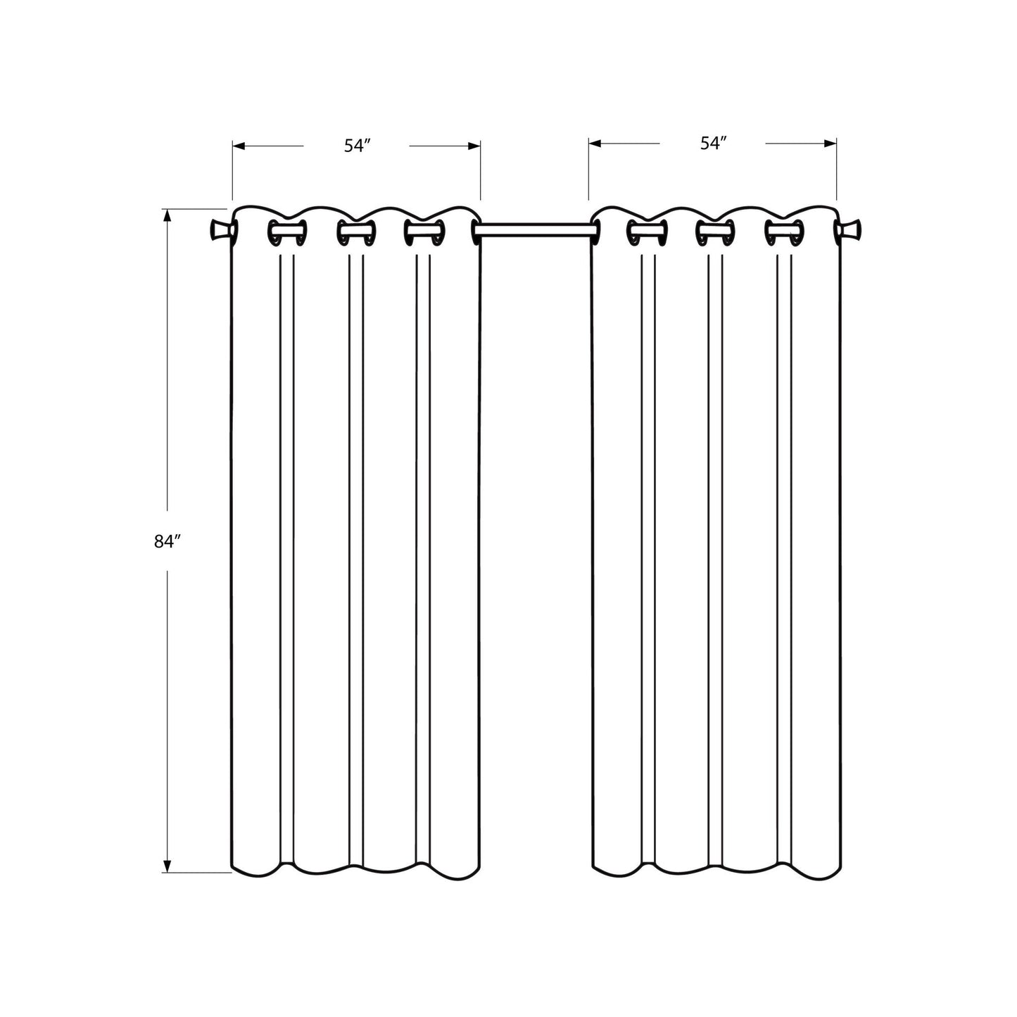 Curtain Panel - 2Pcs / 54"W X 84"H Grey Room Darkening