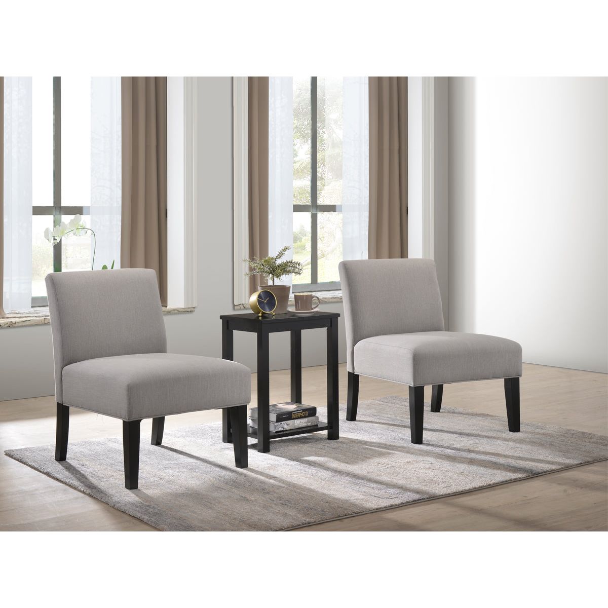 3PC Table & Chair Set (2 Chairs + 1 Table) - Grey