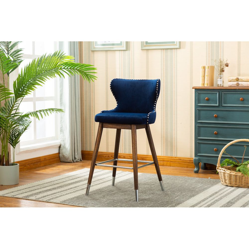 Marbella Counter Stool 27” (Set of 2) - Blue Velvet