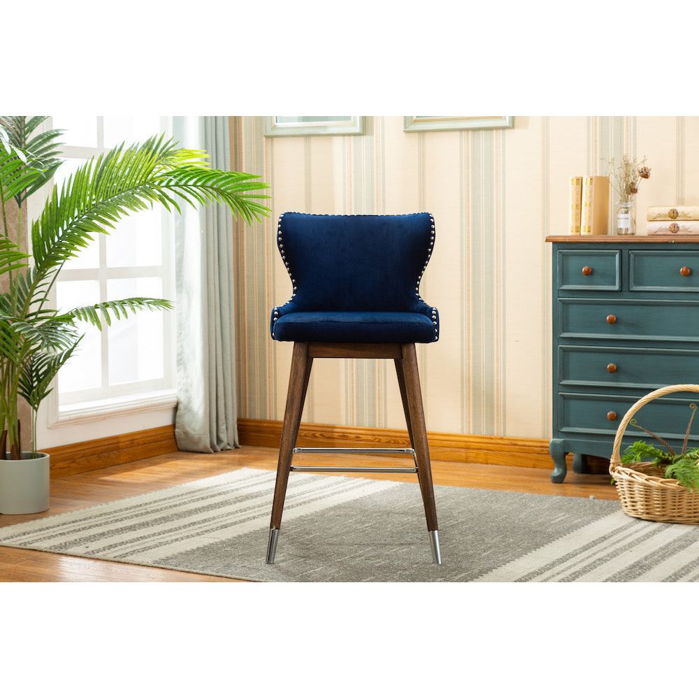 Marbella Counter Stool 27” (Set of 2) - Blue Velvet