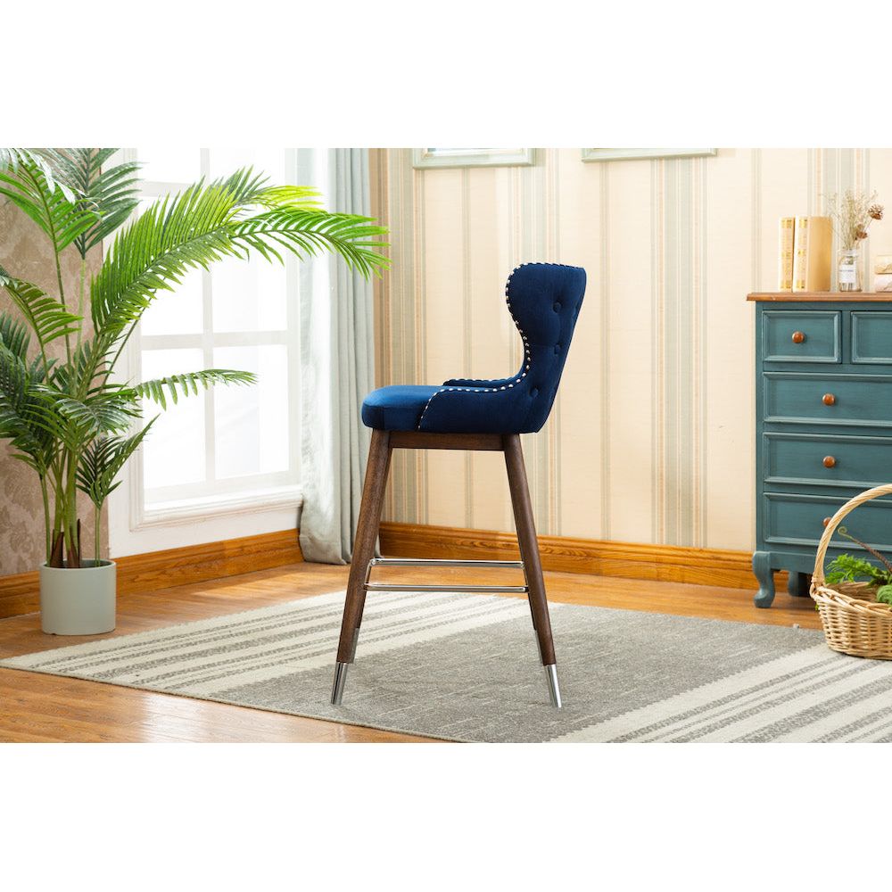 Marbella Counter Stool 27” (Set of 2) - Blue Velvet